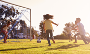 children playing soccer