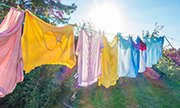 laundry drying on a clothesline outside